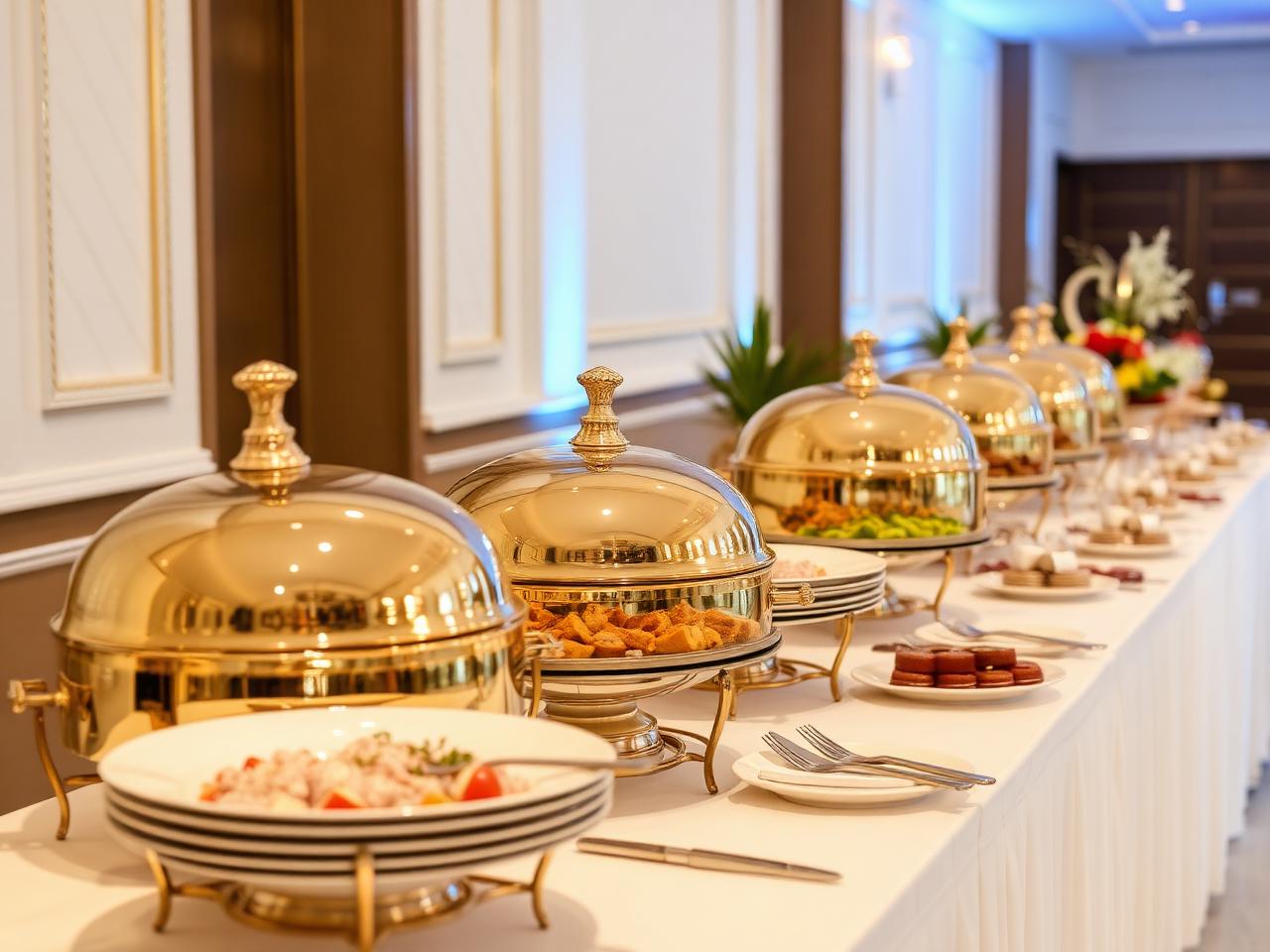 Elegant gold buffet setup
